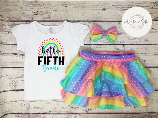 Hello Fifth Grade Rainbow Outfit