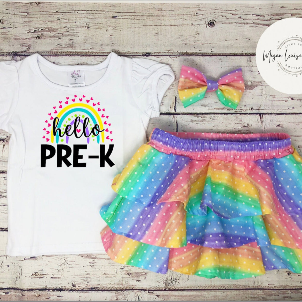 Hello Pre-K Grade Rainbow Outfit