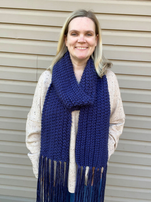 Charcoal Blue Knit Scarf