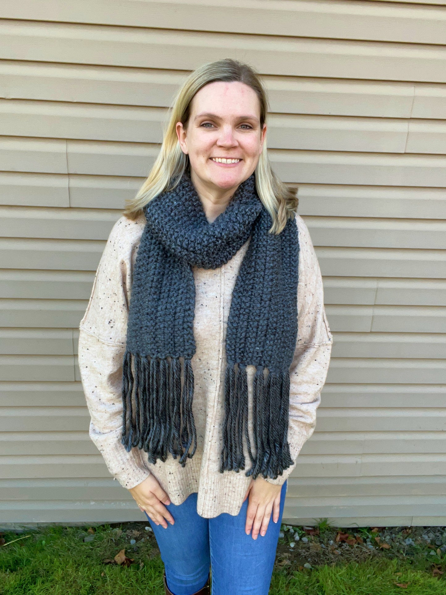 Charcoal Gray Knit Scarf