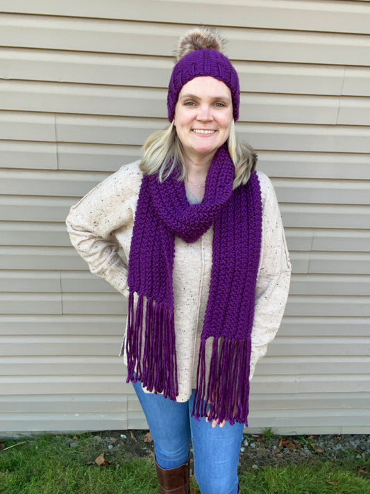 Purple Hat and Scarf Set