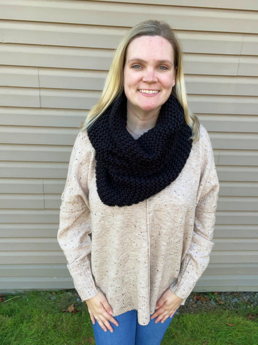 Black Knit Infinity Scarf