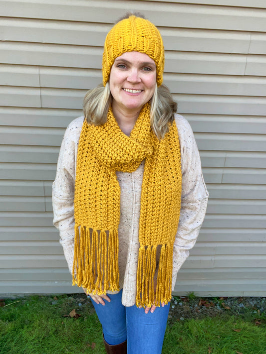 Mustard Hat and Scarf Set