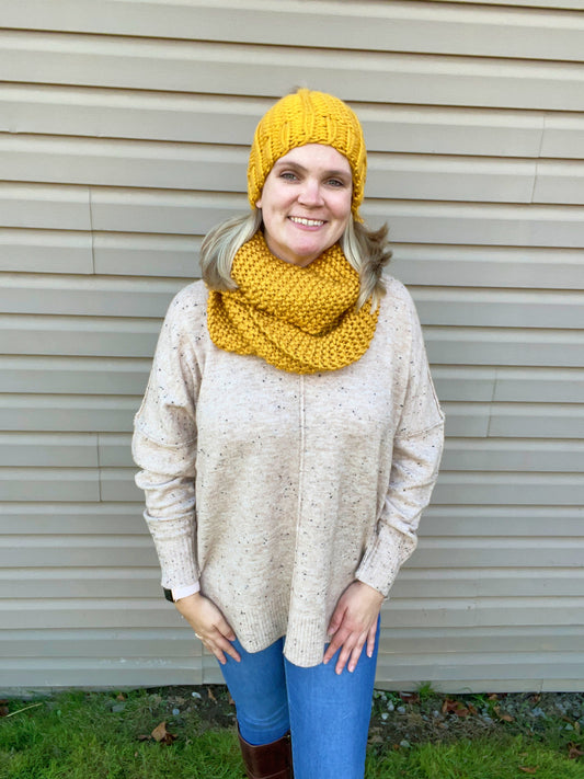 Mustard Hat and Scarf Set