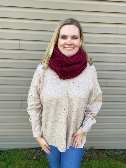 Burgundy Knit Infinity Scarf