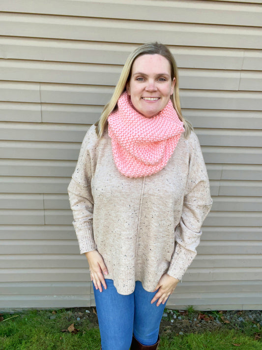 Pink Knit Infinity Scarf