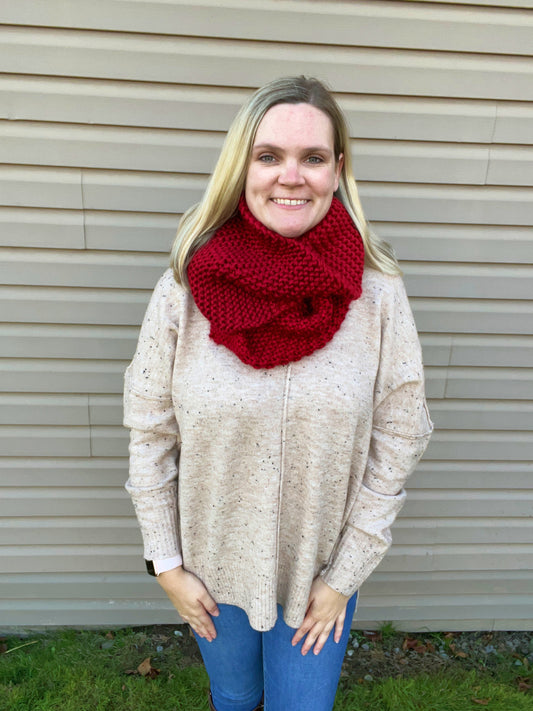 Red Knit Infinity Scarf