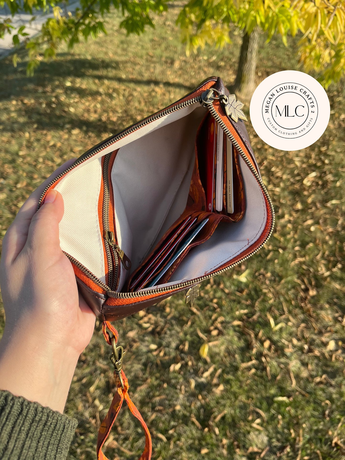 Brown Fall Clutch, Autumn Clutch Wallet