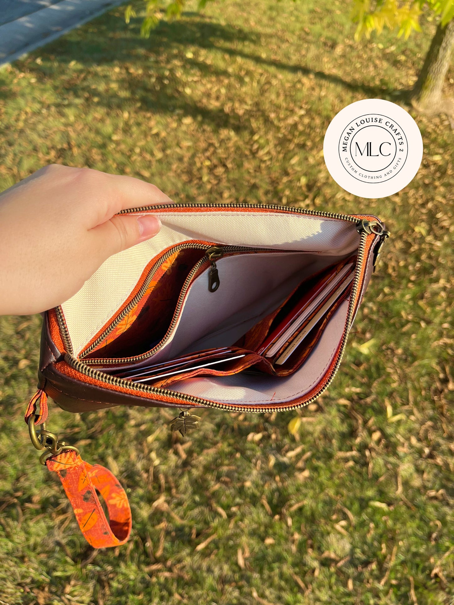 Brown Fall Clutch, Autumn Clutch Wallet