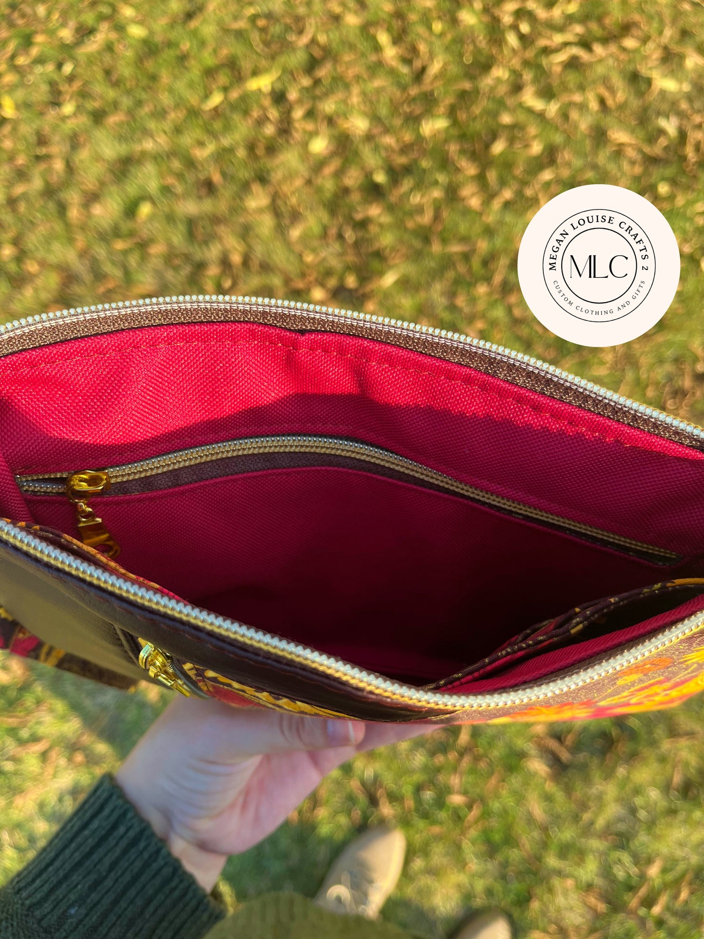 Brown Fall Floral Clutch, Autumn Clutch Wallet