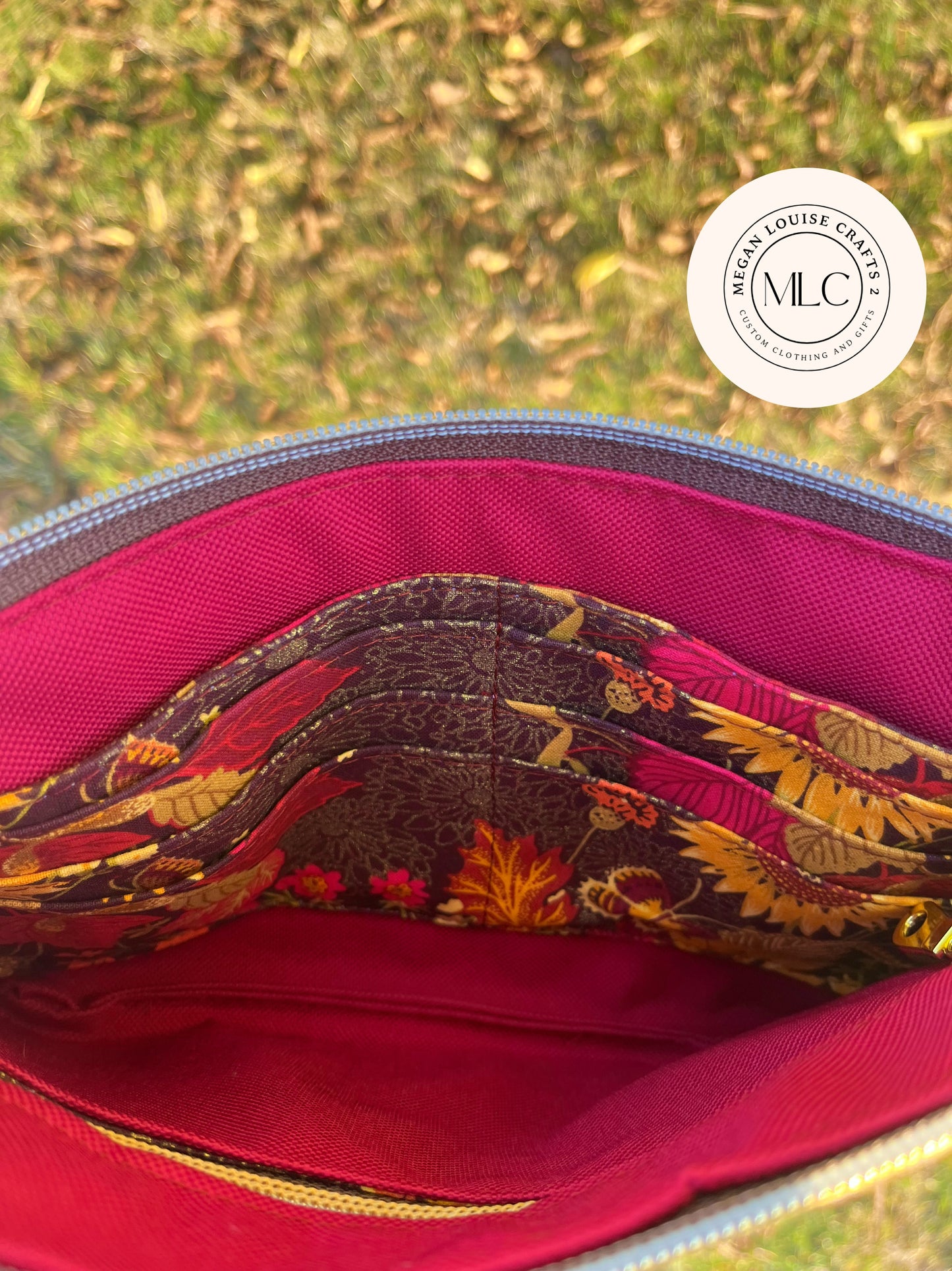 Brown Fall Floral Clutch, Autumn Clutch Wallet