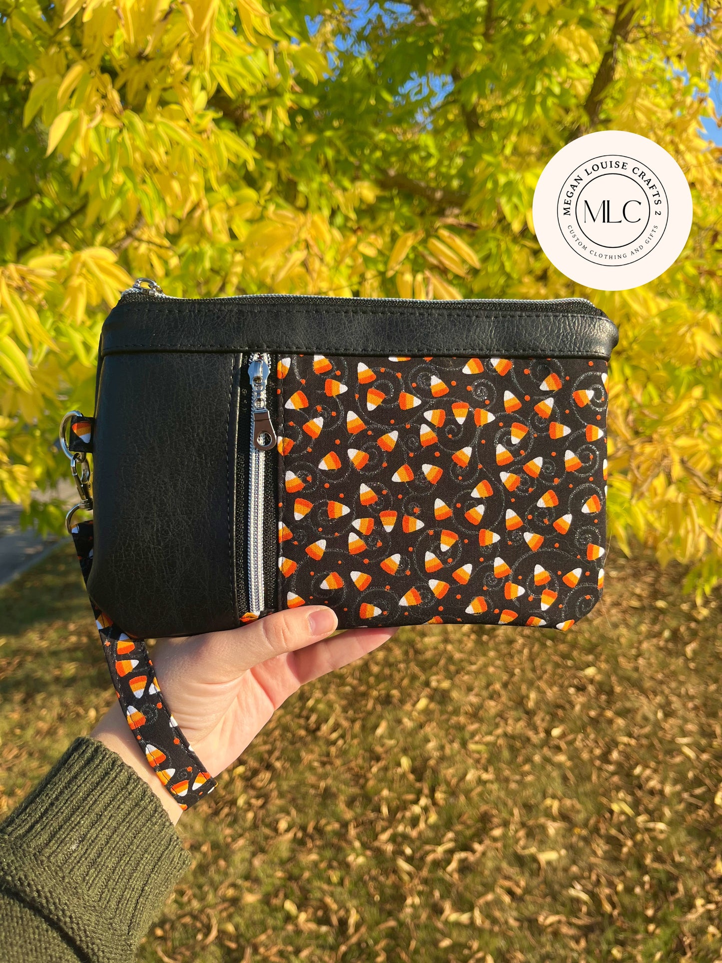 Candy Corn Clutch, Halloween Clutch Wallet