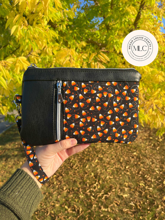 Candy Corn Clutch, Halloween Clutch Wallet