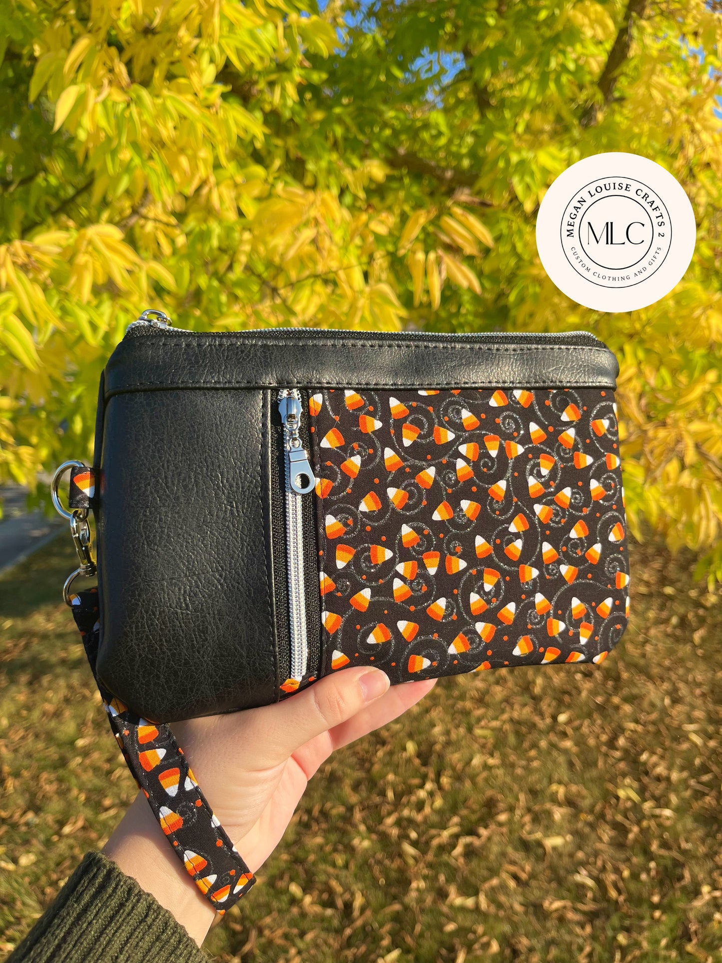 Candy Corn Clutch, Halloween Clutch Wallet